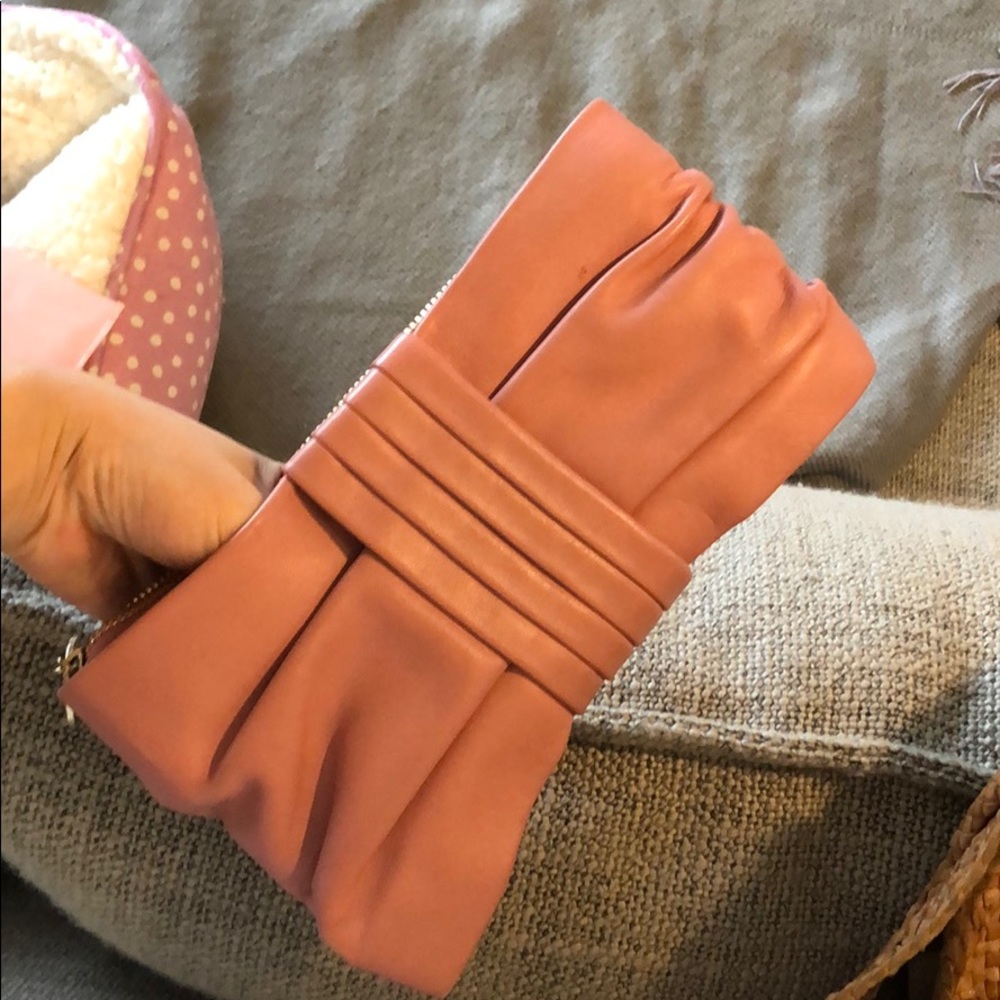 Red Valentino rose pink bow clutch